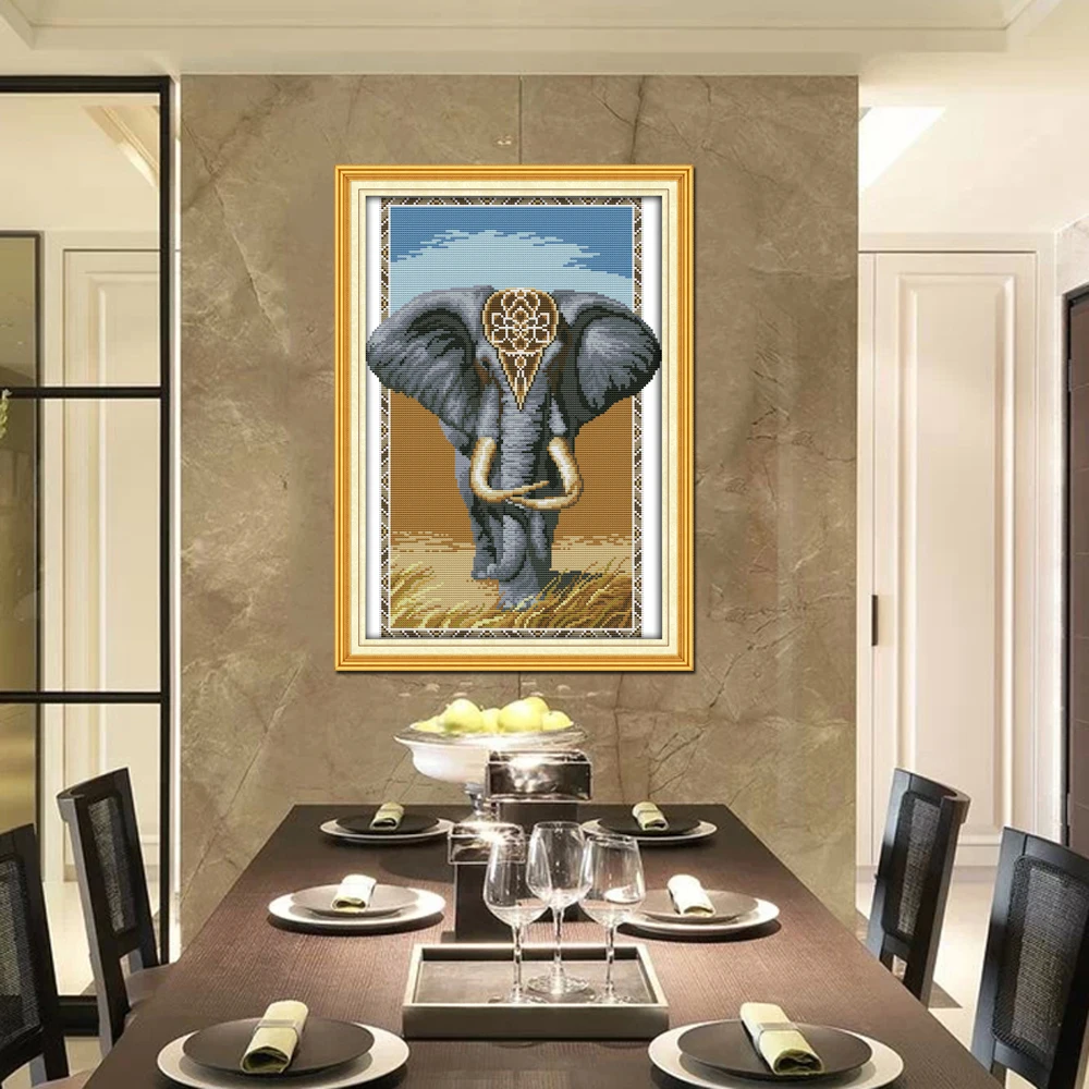 Набор для вышивки крестиком Joy Sunday Elephant King 11CT 14CT|joy sunday|cross stitch kitsprinted cross |