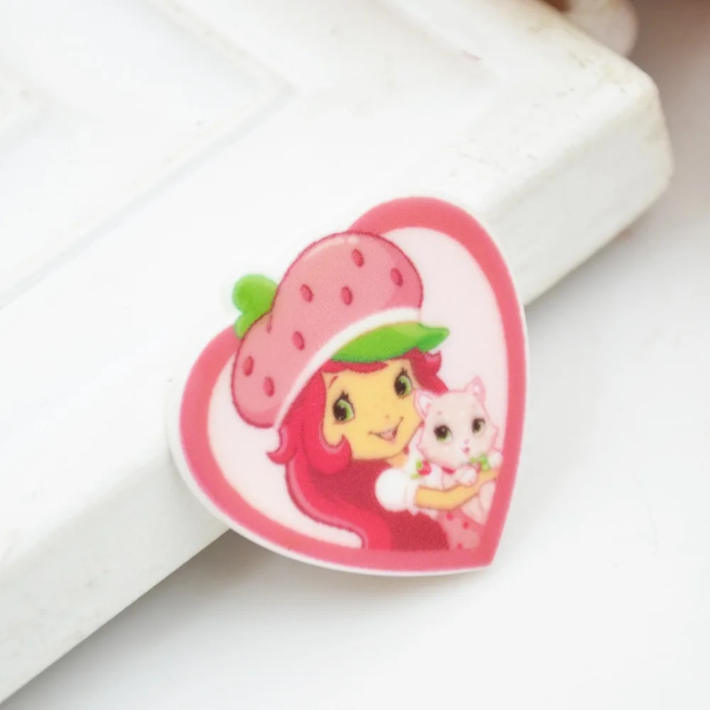 Kawaii Мультфильм плоское заднее украшение из смолы клубника короткий торт