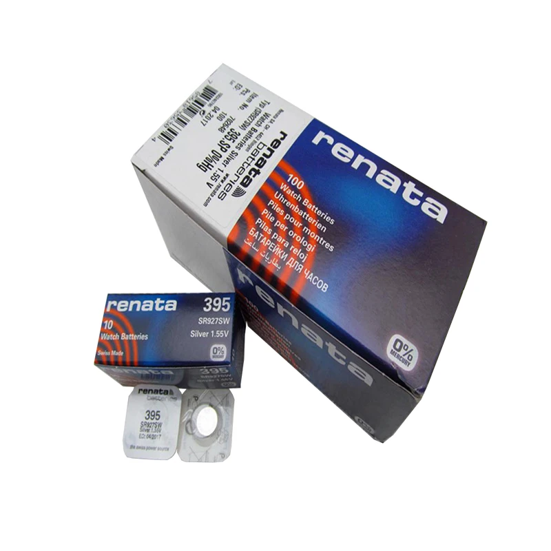 

10pcs/lot RENATA Silver Oxide Watch 395 SR927SW 927 1.55V 395 Renata Battery Drop Shipping