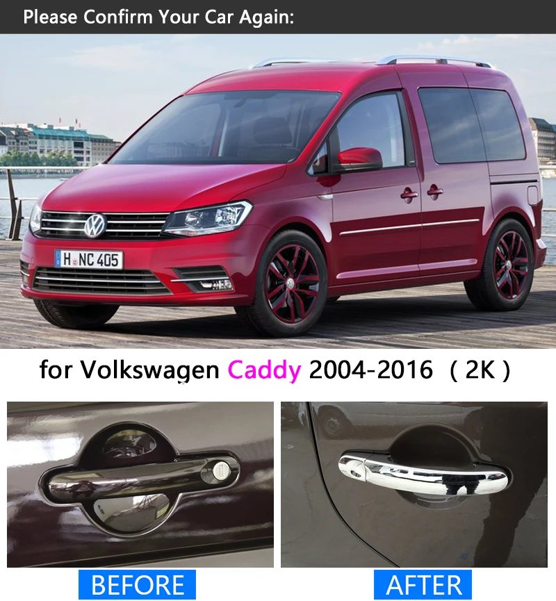 Для VW Caddy 2004 2016 2K Хромированная ручка Накладка для Volkswagen 2005 2007 2009 2011 2014 аксессуары