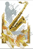 diy kits for needlework embroidery cross stitch pattern 14 count white canvas saxophone style music european house decoration