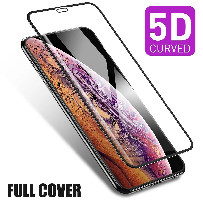 5D очки для iPhone 6 6s X XR XS стеклянная пленка полное покрытие Защита экрана 7 8 Plus Max