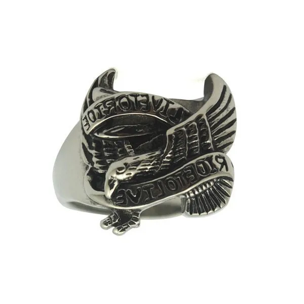 Fashion Punk Style 316L Stainless Steel Metal High Polish Summer Unique Women Angel Wing Ring Bird Feather Ring Design Silver