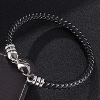 new retro men leather bracelets stainless steel simple hook clasps cuff bangles male female wrist band gift bb0381