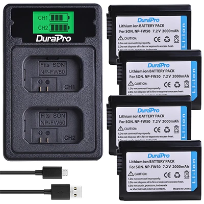 4 Battery Set Комплект из 2 предметов NP-FW50 NP FW50 FW50 Батарея+ ЖК-дисплей Зарядное устройство для sony A6000 NEX-7 NEX 5N F3 NEX-3D NEX-3DW NEX-3K NEX-5C Альфа 7R II Камера - Цвет: 4 Battery Set