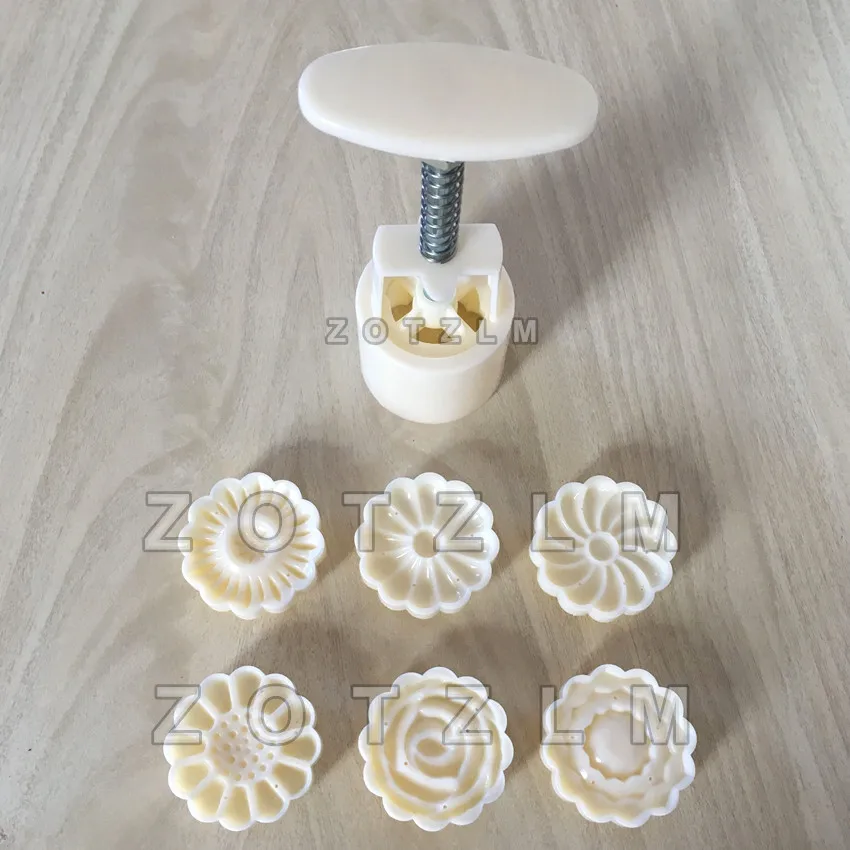 Пластиковая форма для торта 6 цветочных прессованных пластин MoonCake Green Bean Cake