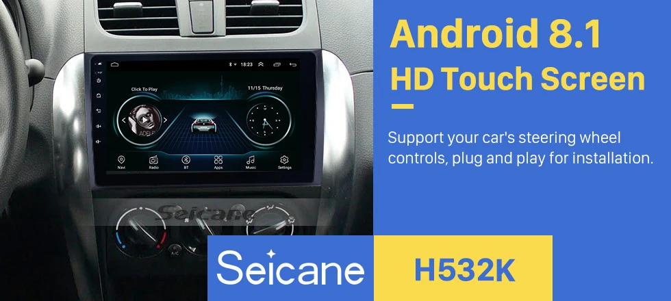 Seicane Автомагнитола для 2006-2012 Suzuki SX4 Android 8,1 9 дюймов 2Din HD сенсорный gps мультимедийный плеер Поддержка Bluetooth wifi