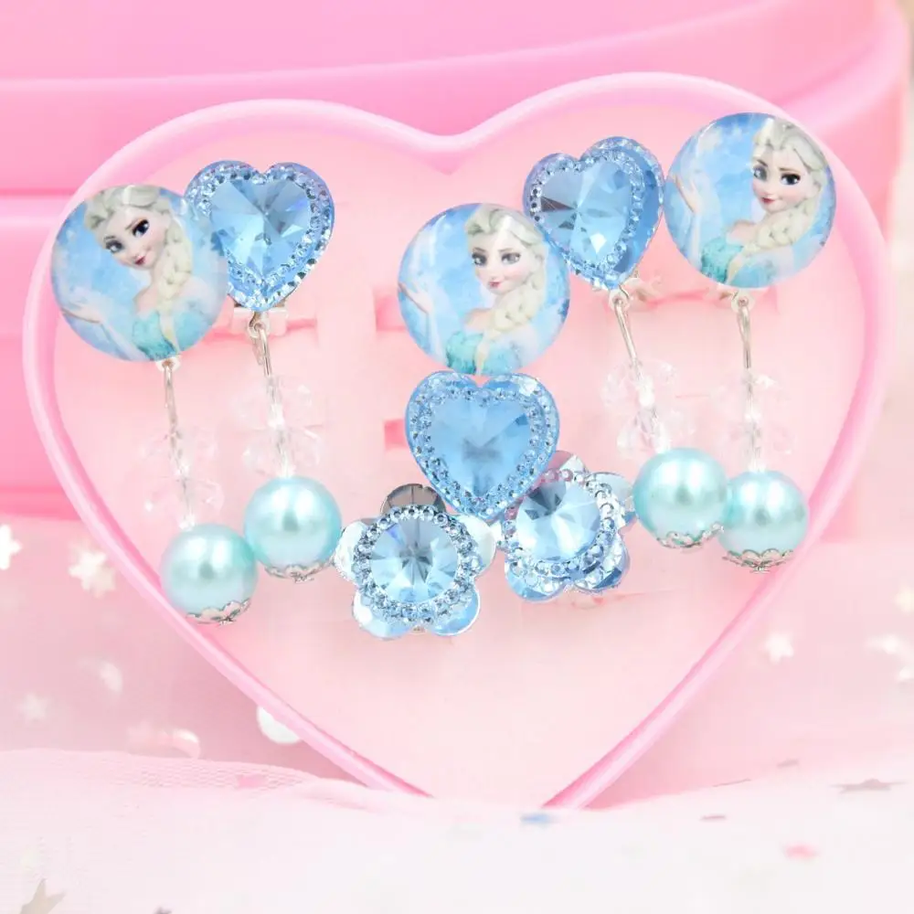 1 8 шт./лот disney Эльза мультфильм дети клипсы кольцо Замороженные мотаться серьги гвоздики для девочек подарок на день рождения кукла косми - Цвет: 1