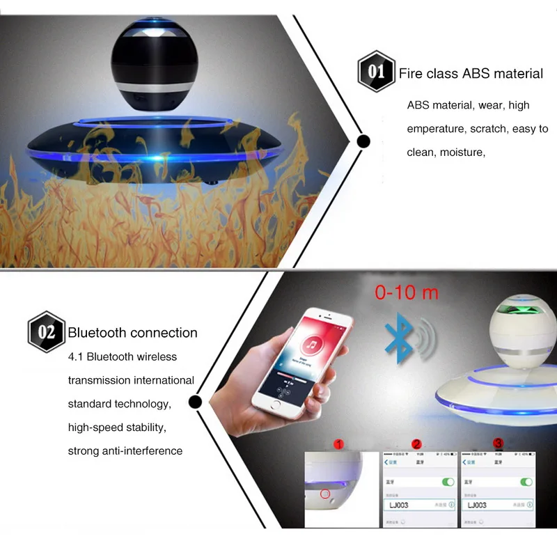 Магнитные плавающей левитации Портативный Беспроводной bluetooth светодиодный НЧ