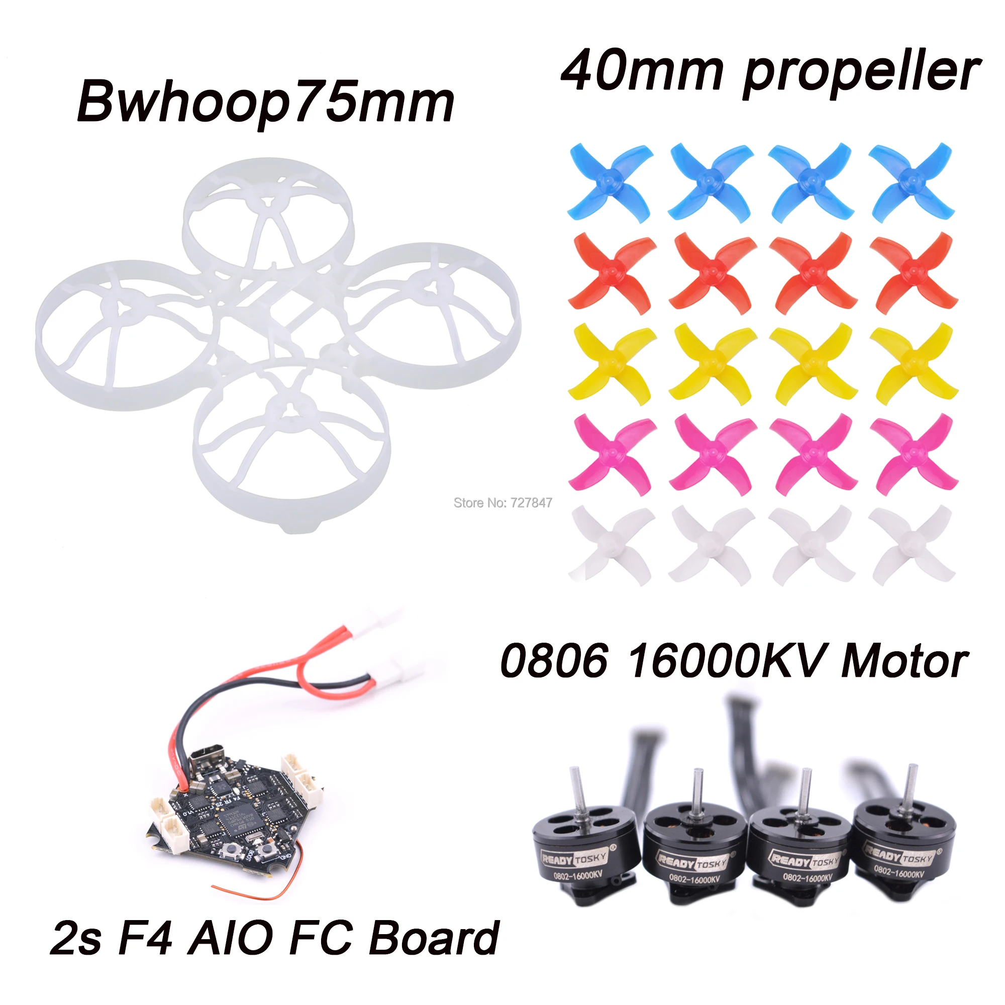 Комплект рамок Bwhoop75 75 мм 2S F4 AIO FC Встроенный OSD ESC 0802 1-2S 16000KV бесщеточный двигатель 40