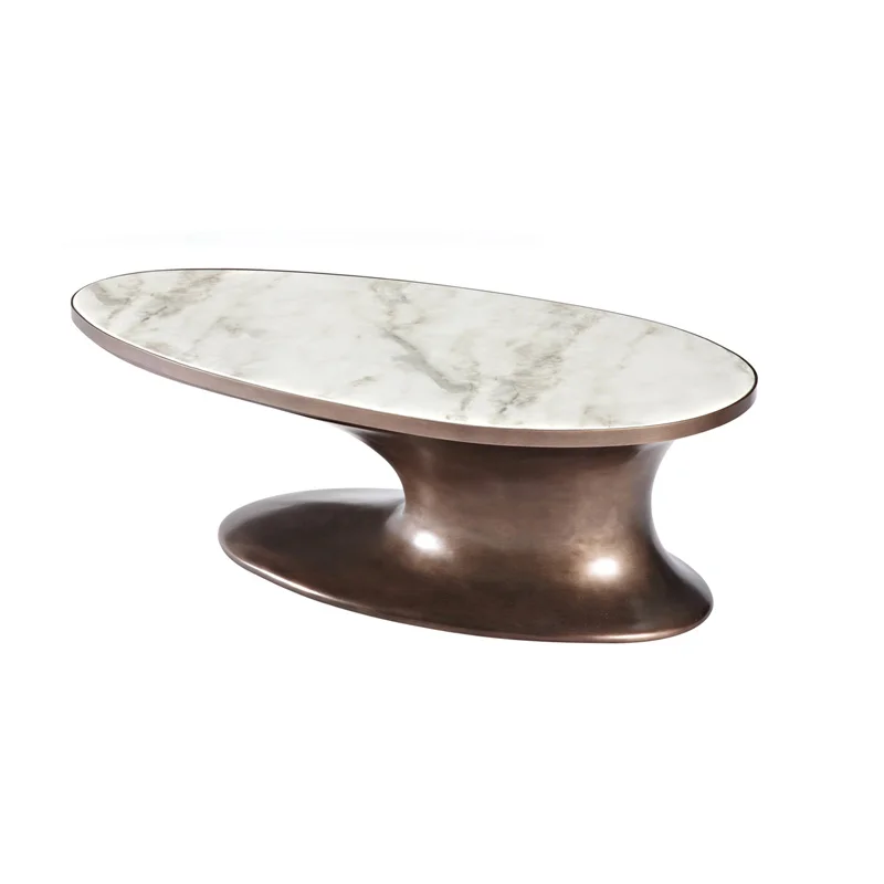 Elliptical marble coffee table vintage paint Italian style1 | Мебель