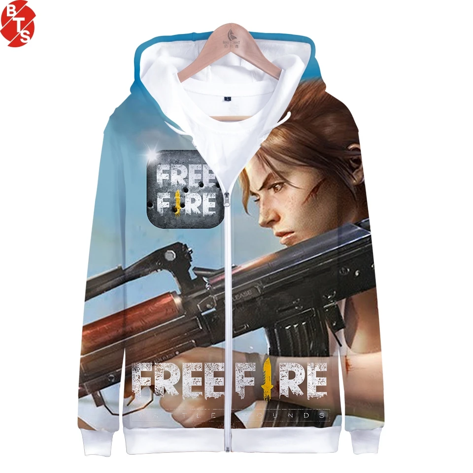 

Popular Game Free Fire 2018 3D Printed Zipper Hoodies Women/Men Long Sleeve Trendy Hooded Sweatshirt Casual Hoodies Plus Size