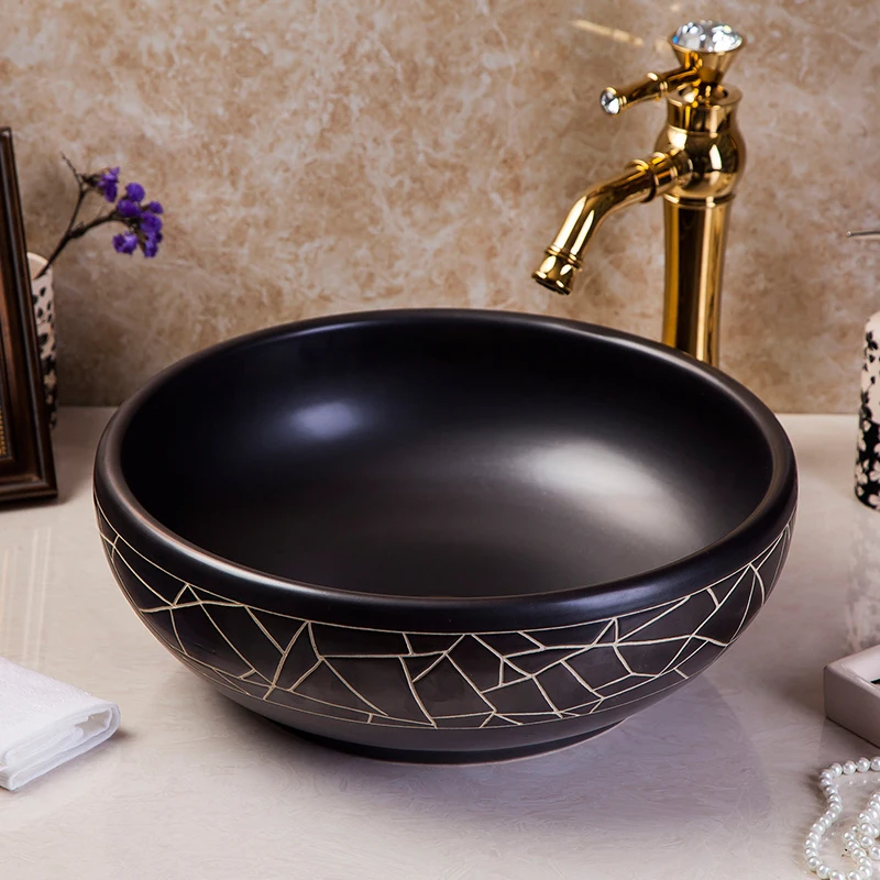 Керамическая раковина Цзиндэчжэнь фотокерамическая столешница черная