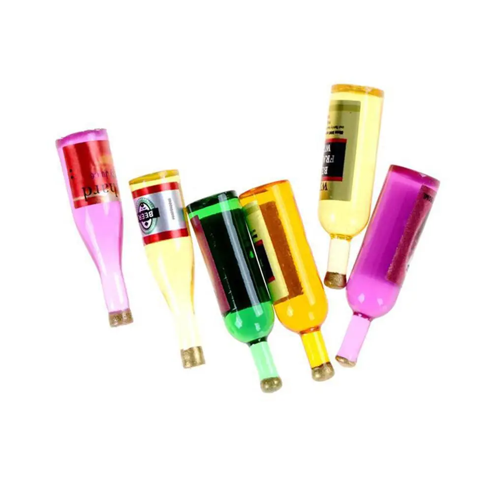 6Pcs/Set 1/12 Miniature Colourful Wine Bottles Dollhouse Kitchen Accessories |