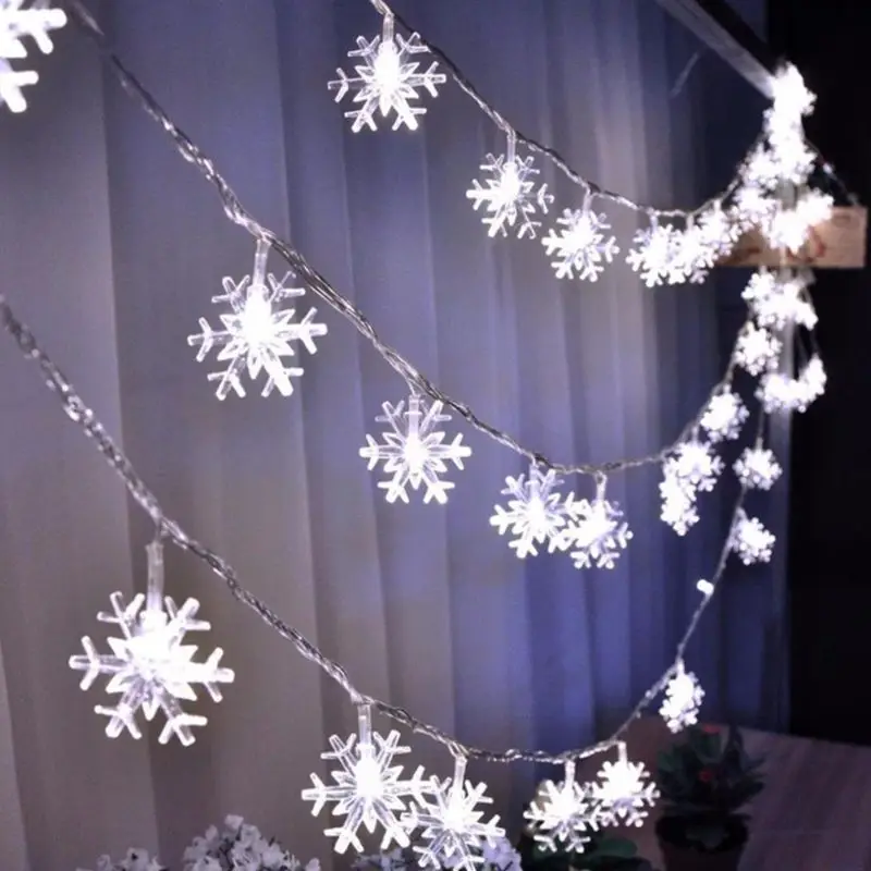 

1M 2M 4M 10M 3AA Battery Snow Flakes Led String Fairy Light Xmas Party Home Wedding Garden Garland Decoration for Christmas Tree