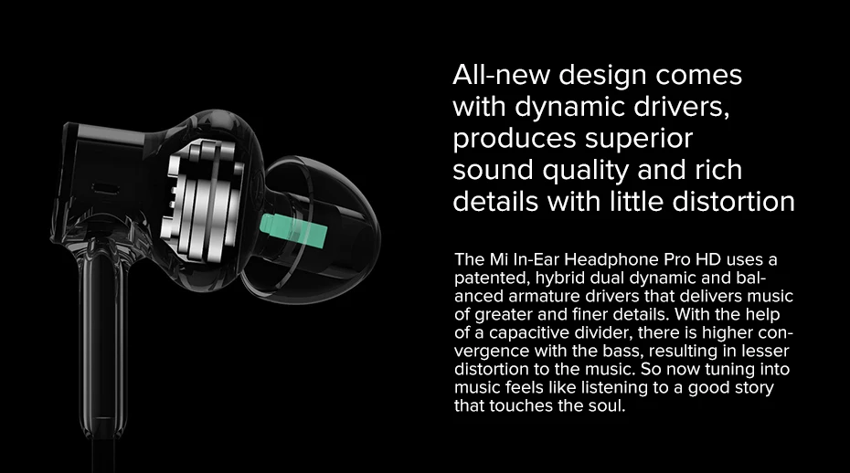 Оригинальные Xiaomi Hybrid наушники Pro HD In-Ear 3,5 мм разъем проводное управление с микрофоном Микрофон Голосовое управление серебро