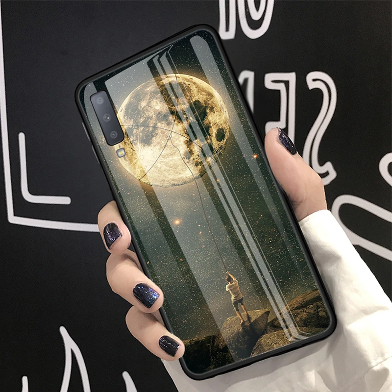 Чехол из закаленного стекла для телефона для samsung Galaxy A7 A750 S10 Plus S10e чехол силиконовый Бампер защитный чехол