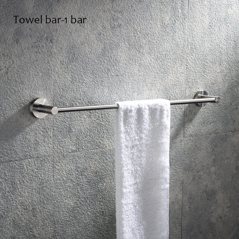 Towel bar-1bar Матовая нержавеющая сталь с круглым дном, крепится на стену, аксессуары для полотенец, вешалка для полотенец, держатель для бумаги, крючок для халата, мыльница - Цвет: Towel bar-1bar