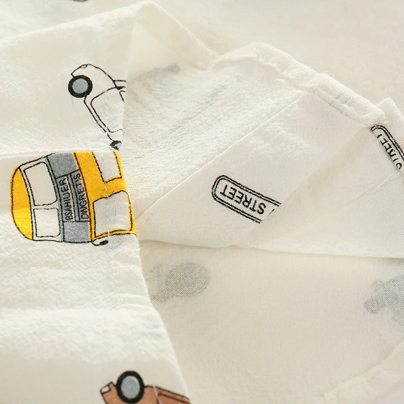 Детская Хлопковая одежда с длинными рукавами и отложным воротником принтом