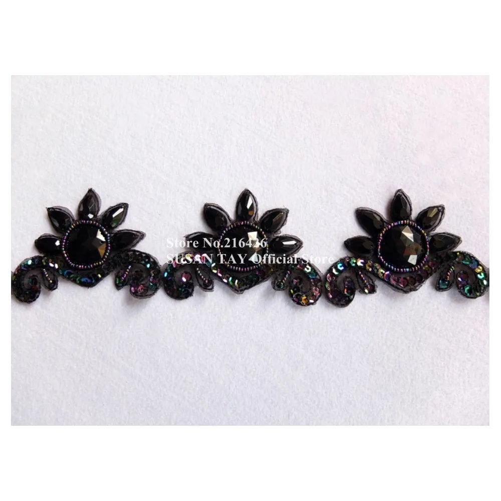 1 ярд ширина 6 3 см черная лента ручной работы с блестками и бисером в форме короны