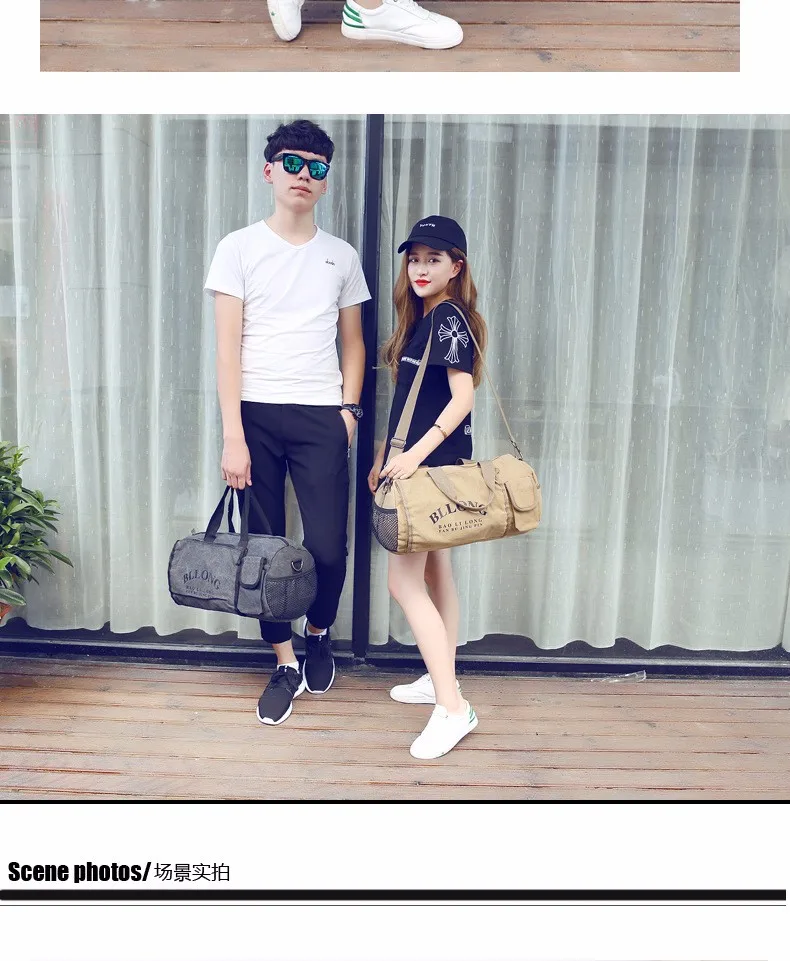 Парусиновая спортивная сумка на одно плечо дорожная водонепроницаемая для