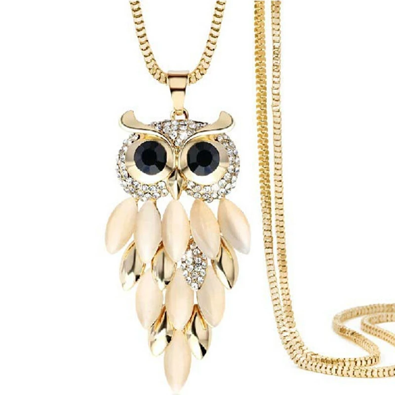 Female Necklace Vintage Opal Cute Owl Long Sweater Chain European and American Fashion Jewelry | Украшения и аксессуары
