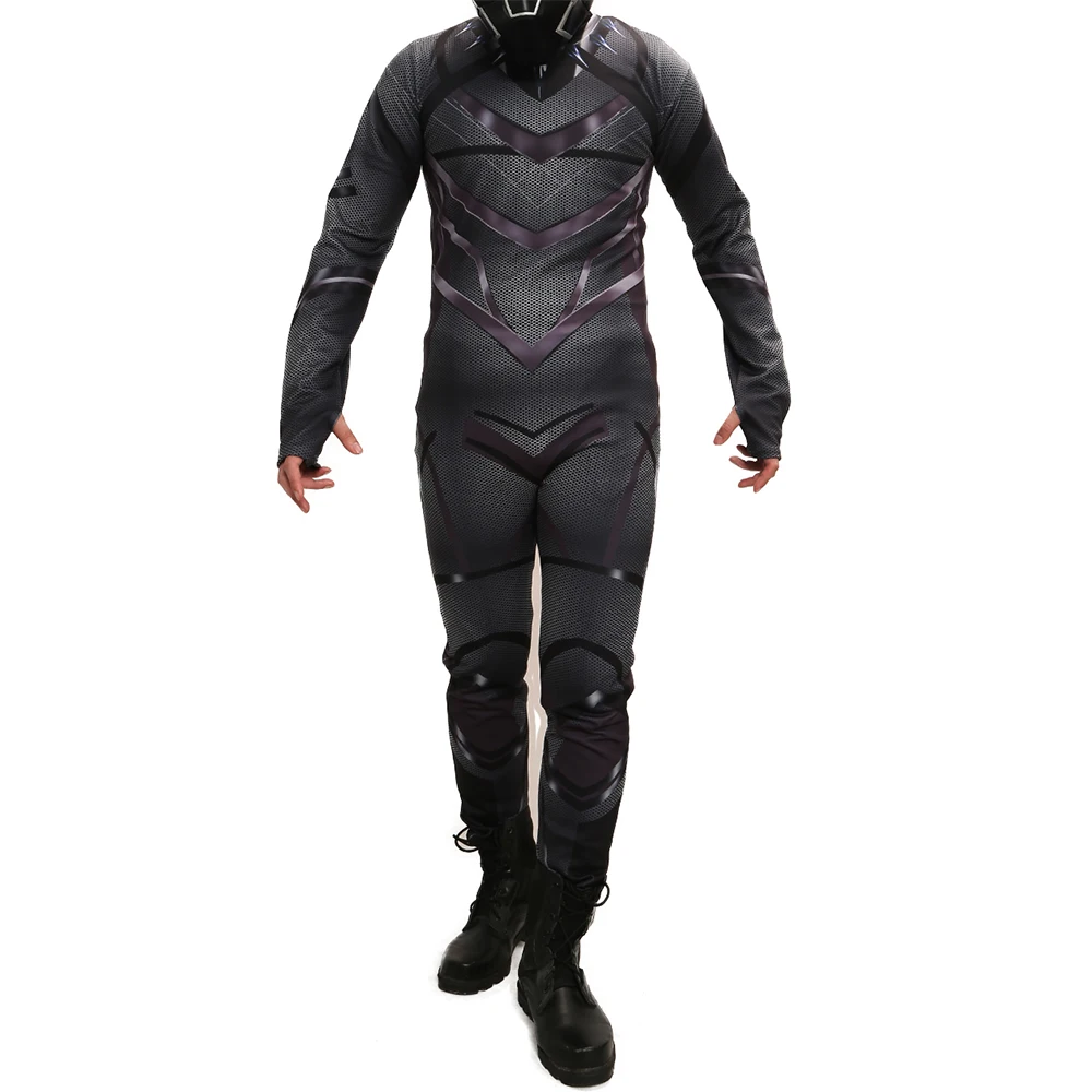 Coslive Капитан Америка 3: Civil War Black Panther комбинезон Косплэй костюм для взрослых Для