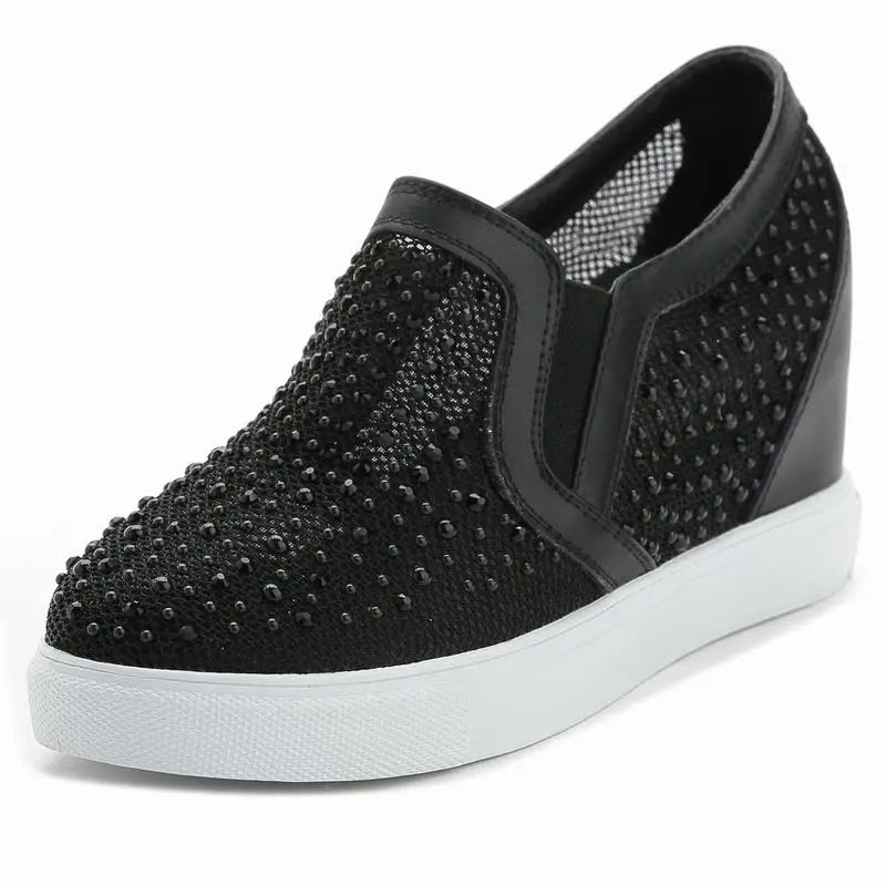 Cyabmoz Летние Женщины Клинья Туфли На Платформе Высота Увеличение Горный Хрусталь