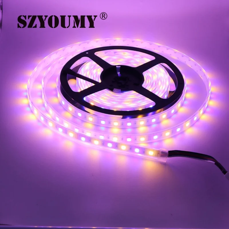 

SZYOUMY Waterproof RGBW RGBWW 5M SMD 5050 LED Strip light Tape 60LEDs/M 12V RGB+White /Warm White 300 LEDs Ribbon