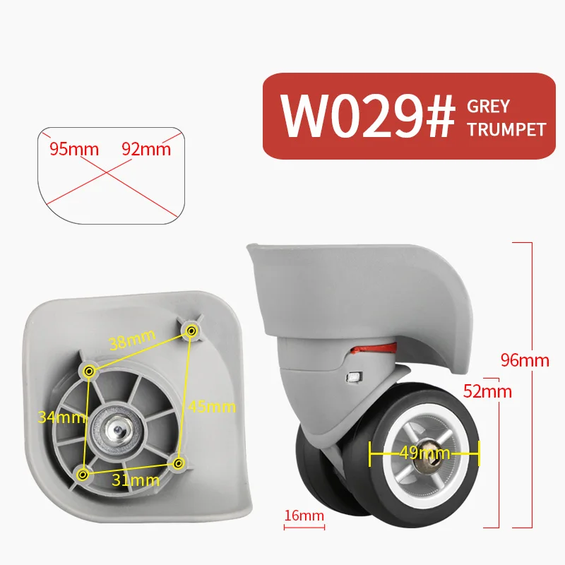 W029 Trumpet Grey W029 чемодан на колесиках для багажа, дорожная сумка на колесиках, универсальный чемодан на колесиках, аксессуары, цветные бесшумные колеса - Цвет: W029 Trumpet Grey