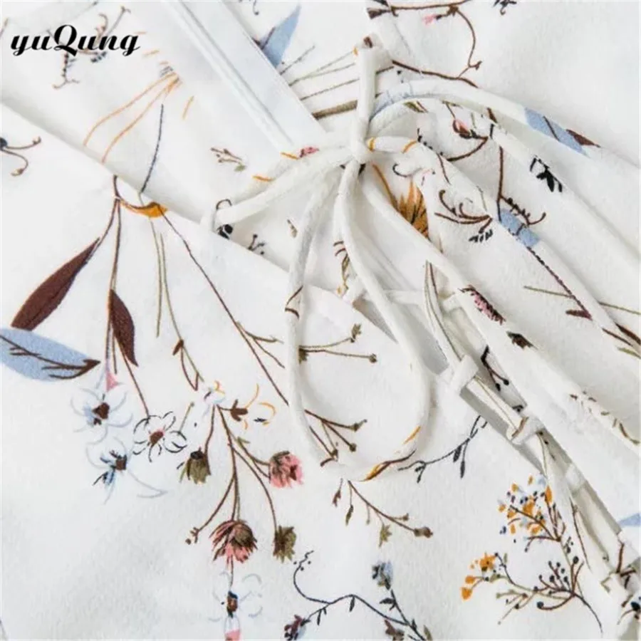 Yuqung женщины сексуальное v шеи узелок передняя лето dress beach партия короткие boho