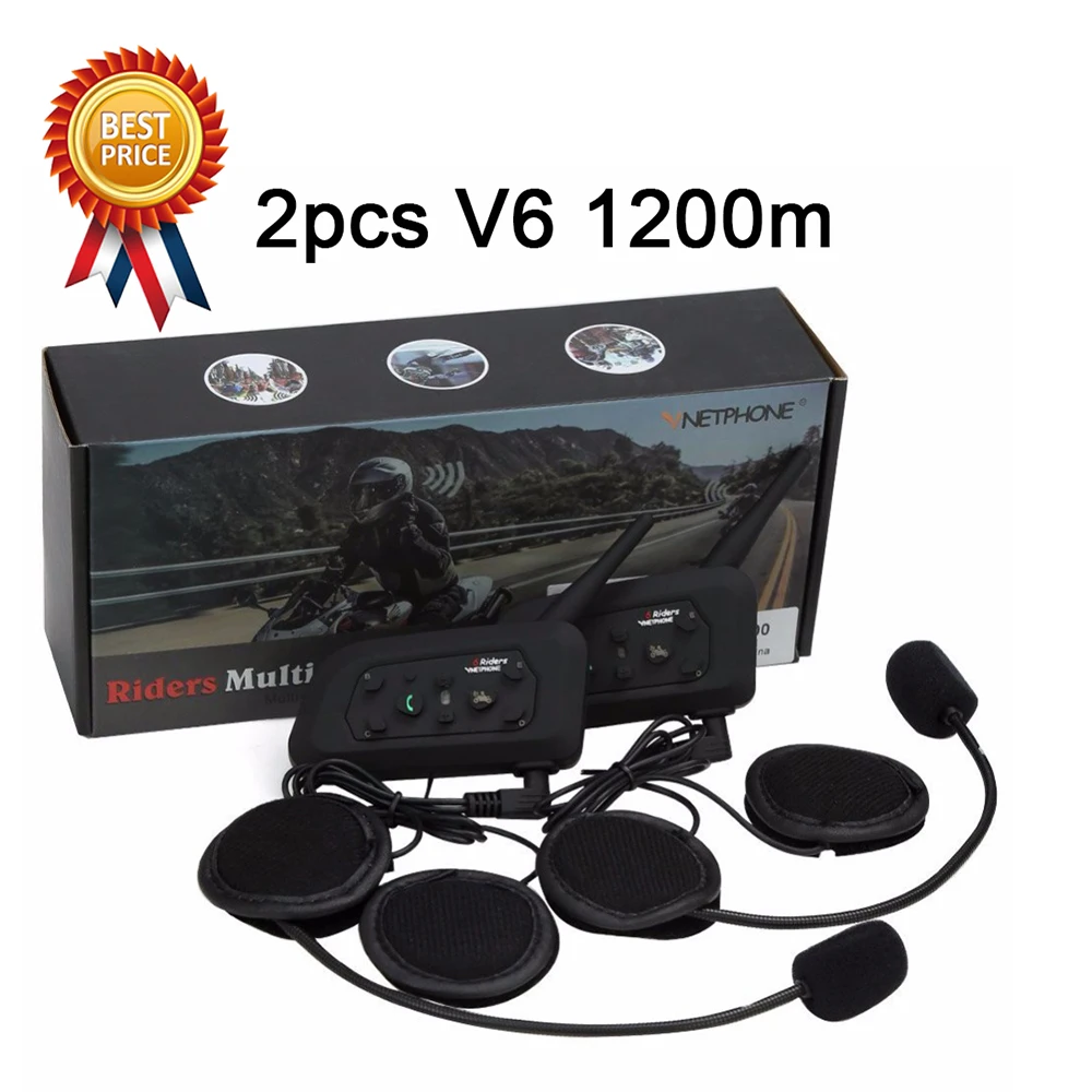 Vnetphone 2 шт. V6 1200 м мотоциклетная мульти Bluetooth 3 0 шлемовая гарнитура для домофона Moto