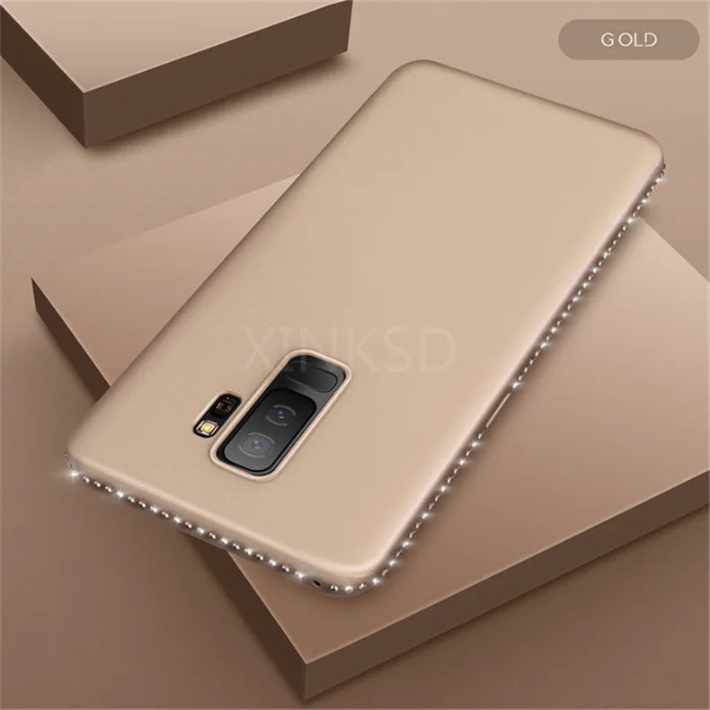 Чехол для samsung galaxy A8 A6 S8 S9 плюс A7 S7 край J5 J7 Prime A5 A3 J3 J5 J7 чехол мягкий чехол-накладка с блестящими кристаллами - Цвет: Gold
