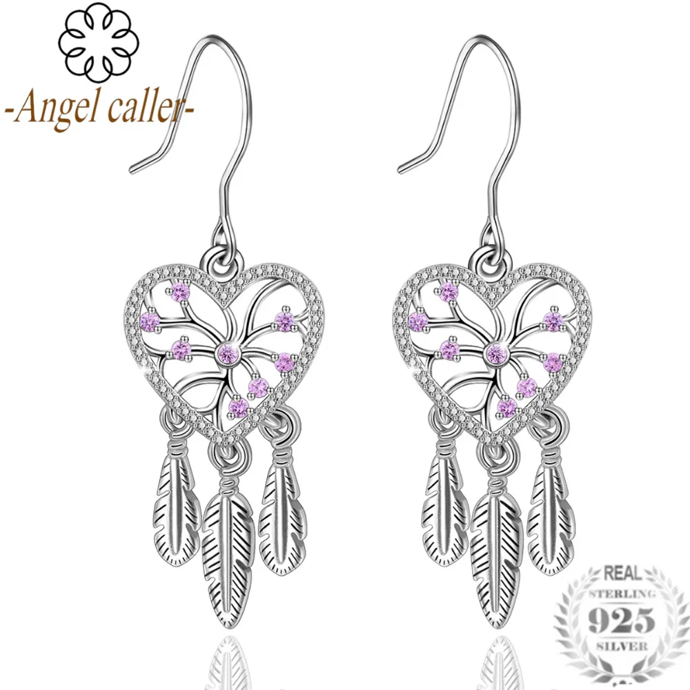 Женские Висячие серьги Angel Caller из стерлингового серебра 925 пробы в форме сердца