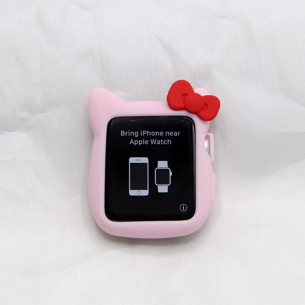 Милый мультяшный мягкий силиконовый защитный чехол HelloKitty для Apple Watch телефона