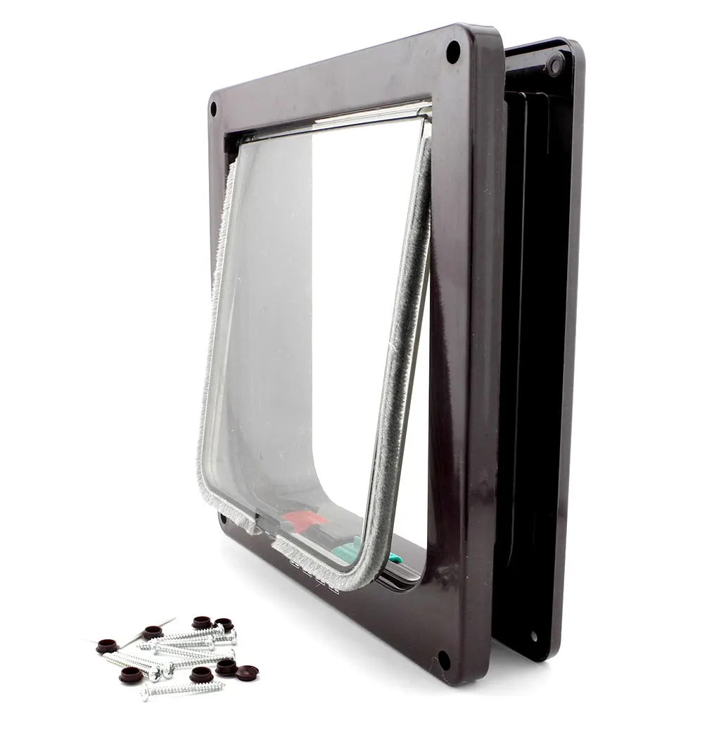 Cat Door Lockable Manual Control Access Pet 4 Way Locking Flap for Small Dogs Puppy |