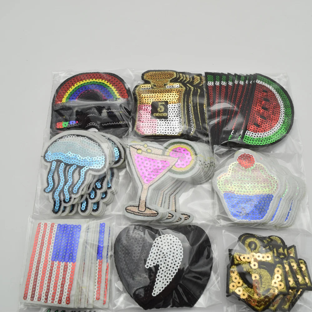 120 шт./компл. смешанные фрукты/Радуга/флаг вышивка пайетками шитье/железо на