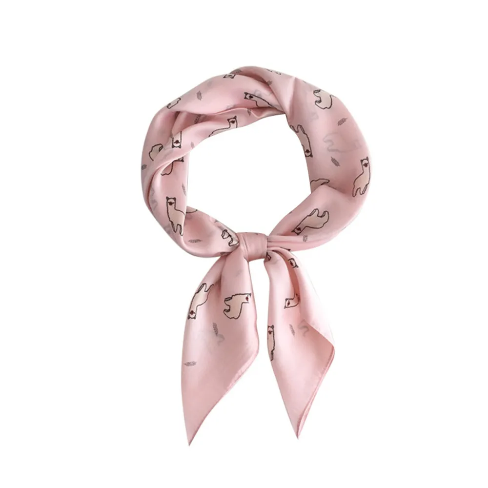 Summer Scart Women Alpaca Print Silk Scarf Fashion Ladies Elegant Small Square Ribbon Head Bands Quality Scarves Ornaments| |