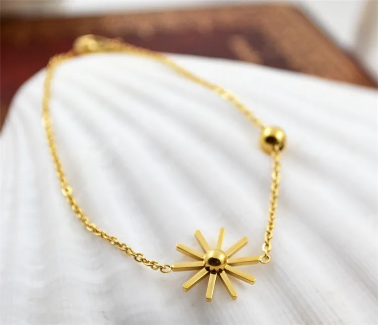 YUN RUO модный бренд цвета розового золота подсолнухи браслет шармы 316L Нержавеющая