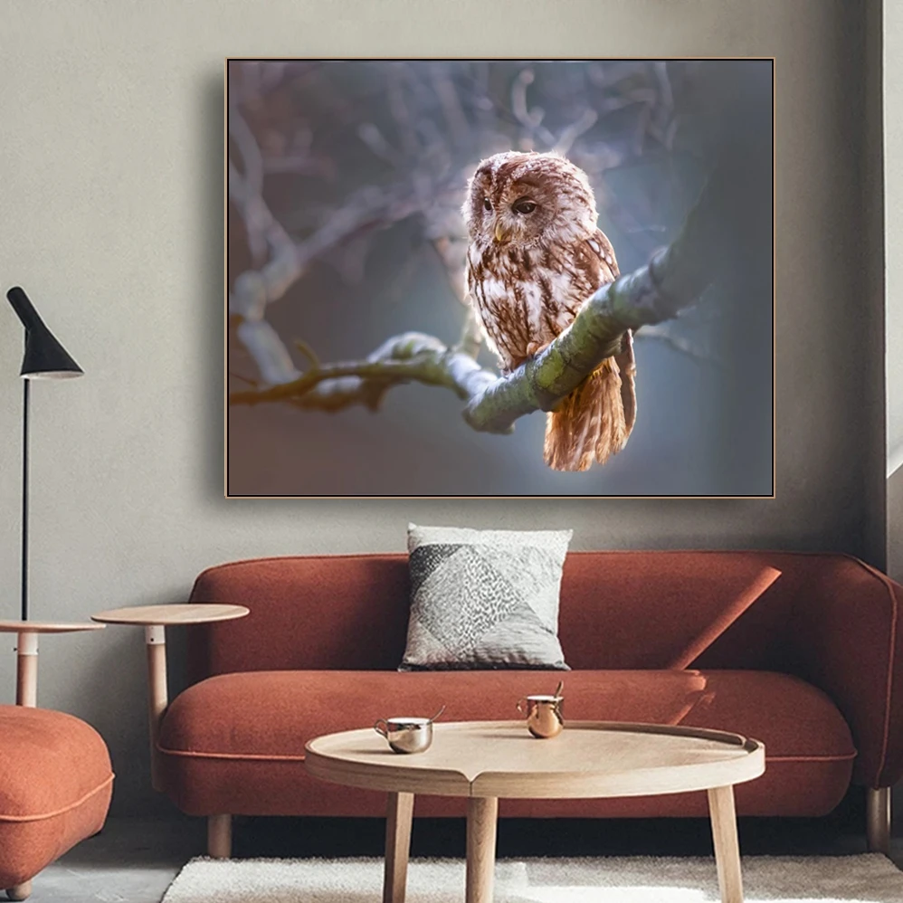 Совы на ветках Современная декоративная HD холст живопись каллиграфия