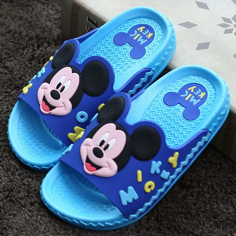C Натуральная disney детская сандалии и шлепанцы новые летние 5765 с Микки и Минни, не скользящая ПВХ тапочки с персонажами из мультфильмов; европейские размеры 24-35 - Цвет: C