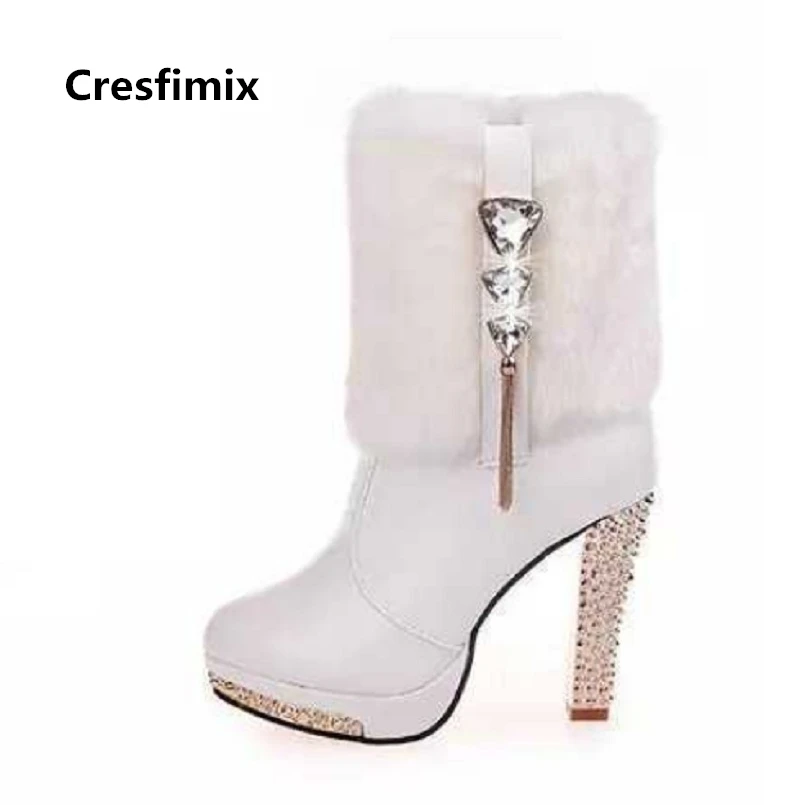 Женские ботинки Cresfimix женские модные осенне зимние белые высокого качества