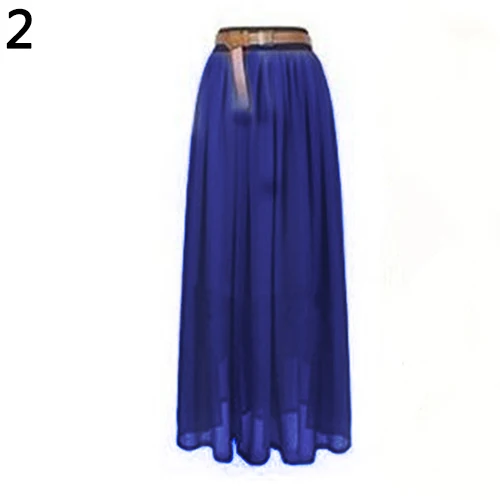 Женская двухслойная шифоновая плиссированная длинная юбка макси в стиле ретро с