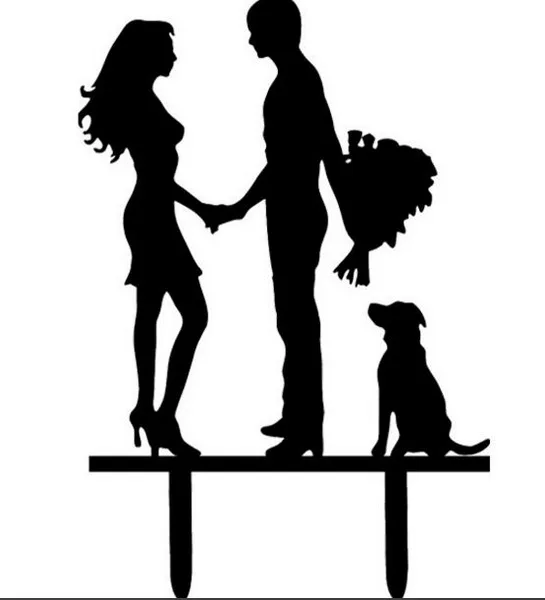 100 шт./лот творческие Влюбленные с собакой Дизайн Акриловый свадебный торт