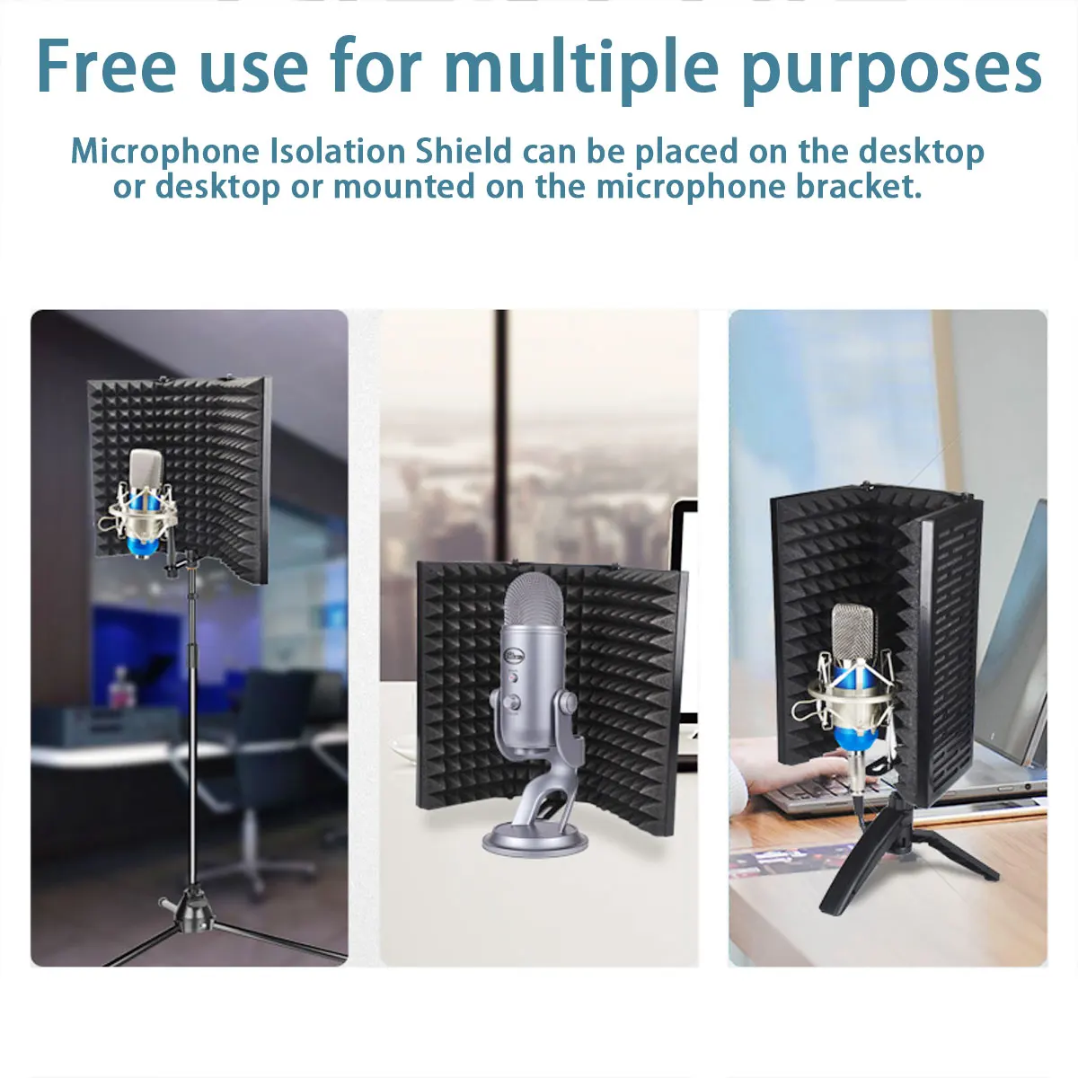 

Foldable Microphone Acoustic Isolation Shield Acoustic Foams Panel Studio for Recording Live Broadcast Microphone Accessories
