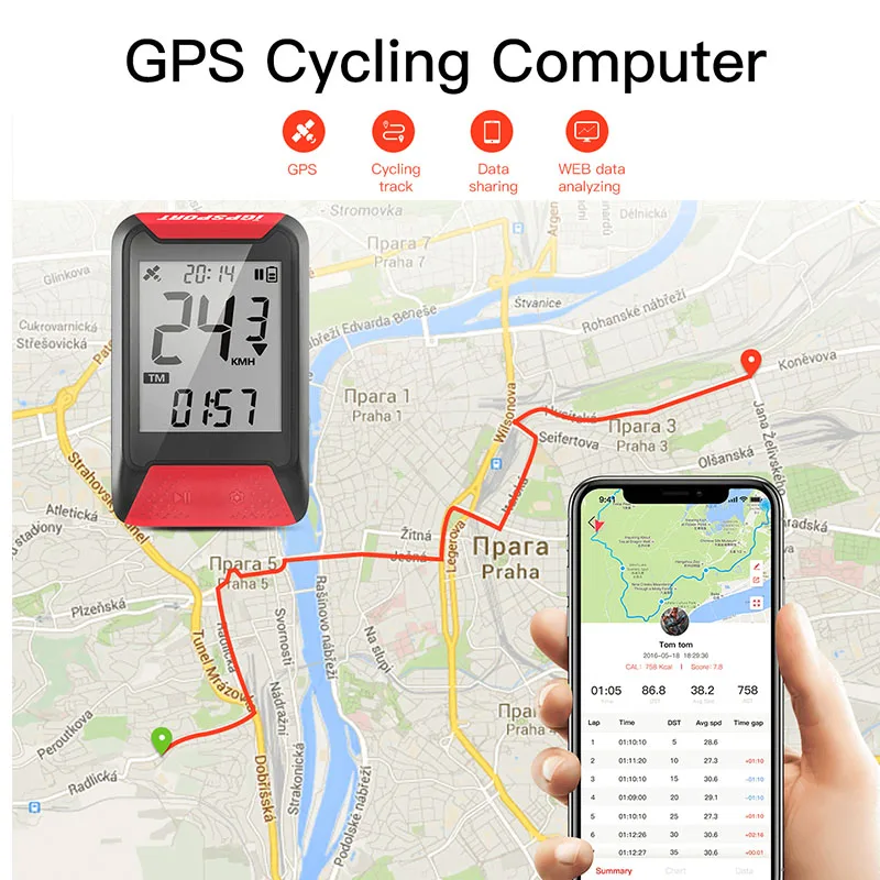 I GPS порт компьютеры IPX7 водонепроницаемый беспроводной Велосипедный компьютер