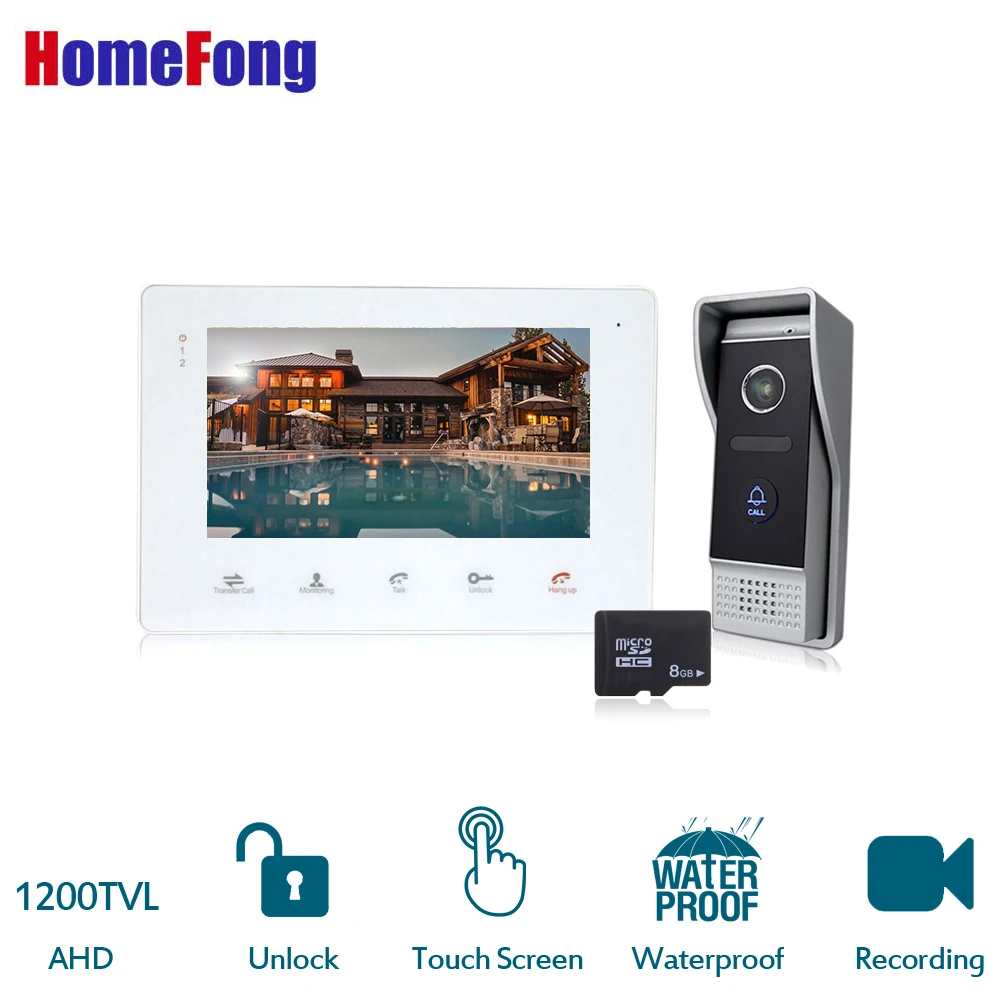 HomeFong 7 ''видео дверь домофон Системы проводной Doorphone1High HD 1200TVL дверной звонок