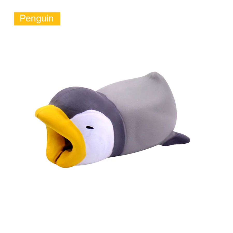 Penguin CHIPAL большой укус животных кабель протектор для iPhone USB органайзер для кабеля данных зарядное устройство моталки Chompers Акула панда мультфильм укусы - Цвет: Penguin