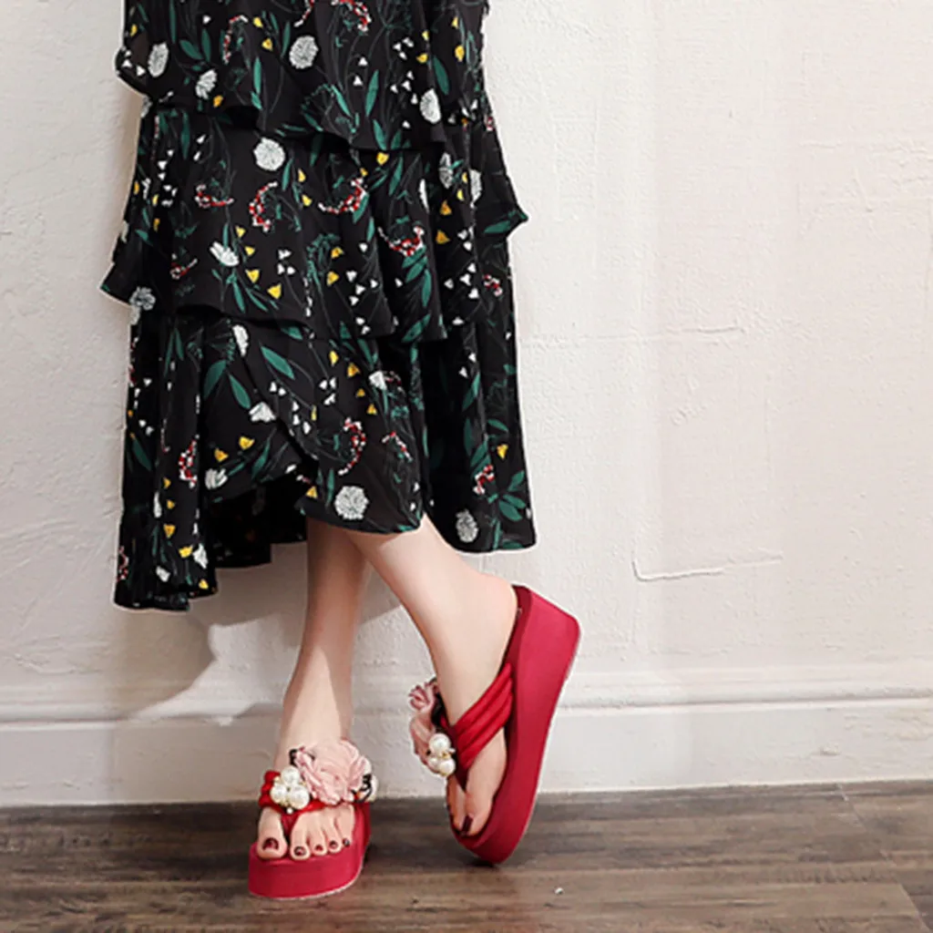 Шлепанцы SAGACE женские в богемном стиле сандалии на танкетке с цветочным принтом