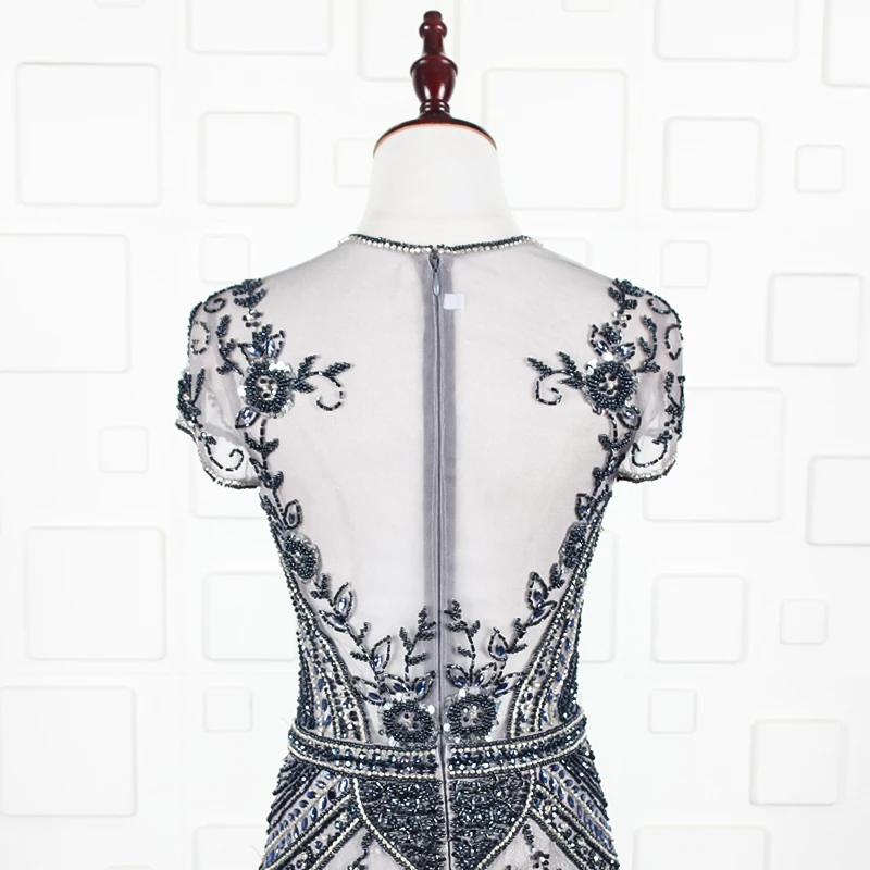 JANCEMBER тяжелое бисерное платье для выпускного Иллюзия О-образным вырезом с